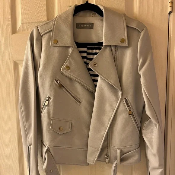 Bagatelle Belted Leather Biker Jacket - Picture 2 of 5